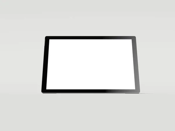 Tablet nero con schermo bianco, rendering 3d — Foto Stock