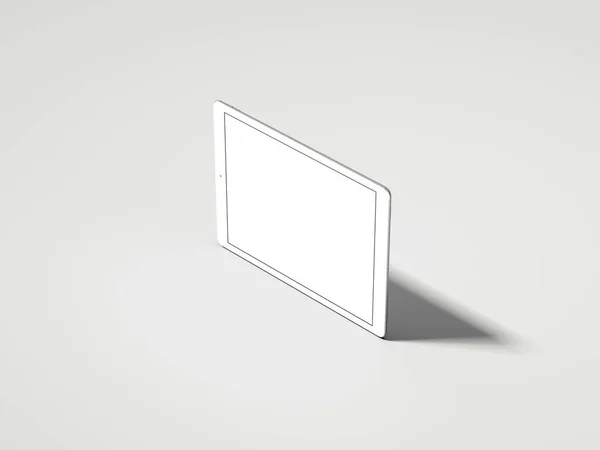 Realistische witte tablet met wit scherm, 3D-rendering — Stockfoto