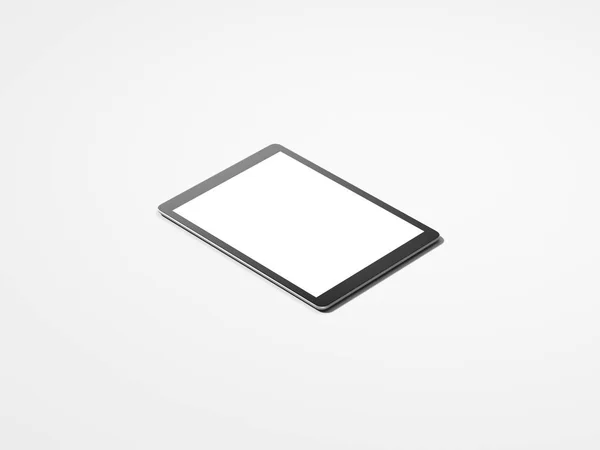 Realistisches schwarzes Tablet mit weißem Bildschirm, 3D-Rendering — Stockfoto