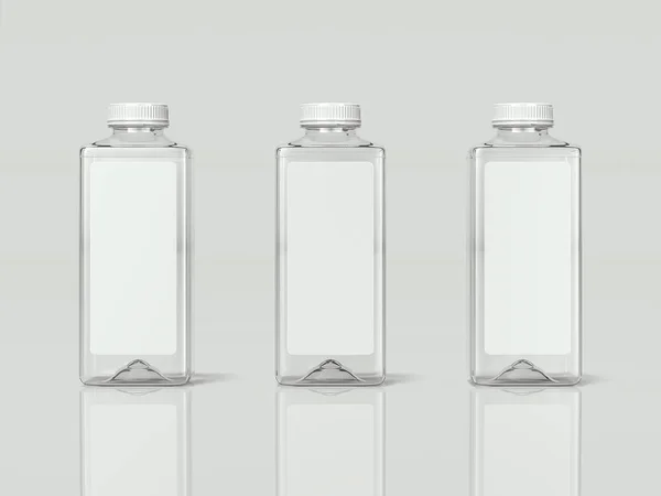 3 Transparent isolated bottles of water, 3d rendering — Stock Photo, Image