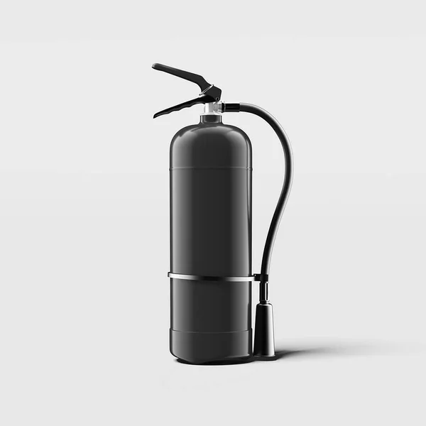 Extintor de incêndio preto no fundo cinza claro, renderização 3d — Fotografia de Stock