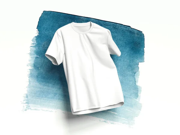 Wit T-shirt op lichte achtergrond, 3D-rendering — Stockfoto