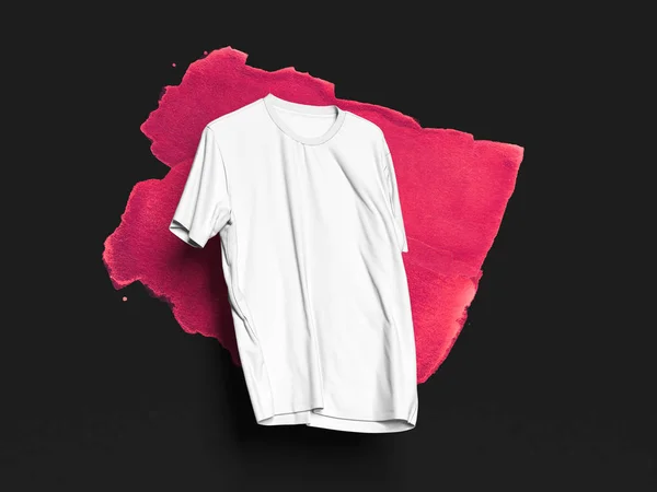 T-shirt bianca su sfondo nero, rendering 3d — Foto Stock