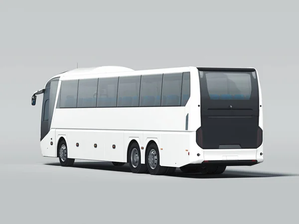 Moderno bus realistico bianco isolato su sfondo grigio. Rendering 3D. Vista posteriore . — Foto Stock