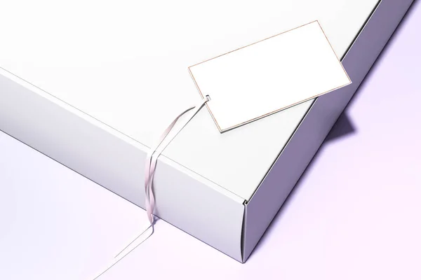 Blank white rectangle price Tag. Discount Offer Price Label. 3d rendering. — Stock Photo, Image