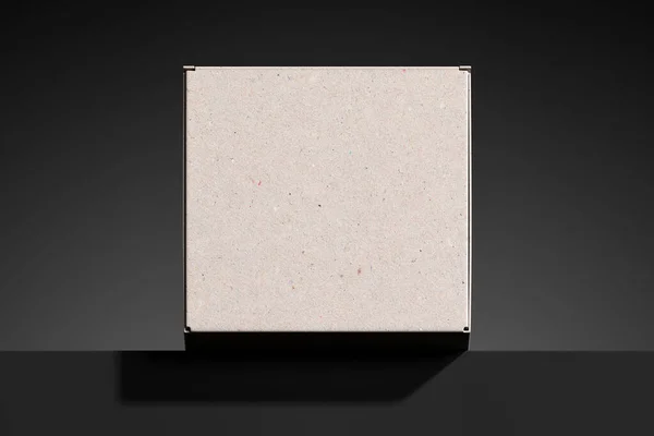 Caja de cartón en blanco reciclado. Representación 3d. Espacio vacío. Copiar espacio. Concepto de responsabilidad ambiental —  Fotos de Stock