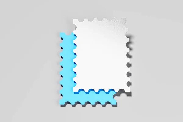 Selos Retro Blank Postage em fundo cinza. Conceito de minimalismo. Renderização 3D . — Fotografia de Stock