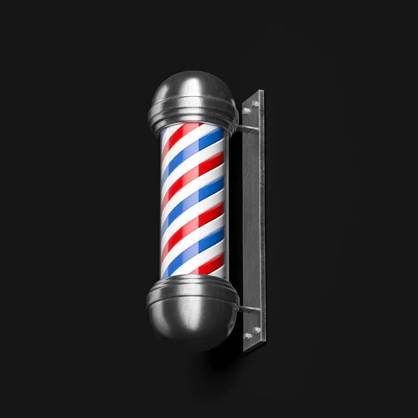 Classic Barber Shop Pole izolowane na czarnym tle. 3d Renderowanie — Zdjęcie stockowe