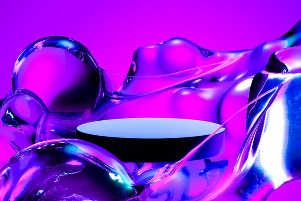 Showcase On Vivid Pink Background Téměř tekuté zvlhčující gel. 3D vykreslování. — Stock fotografie