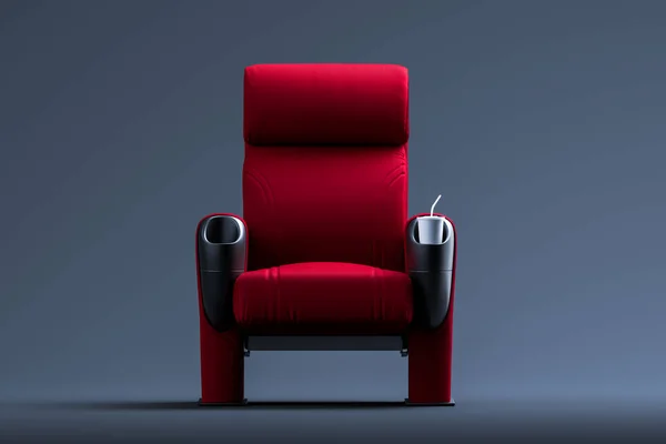 Cinema Red Cozy Seat. Armchair With Comfortable Elbows. 3d Rendering. — Stock Photo, Image