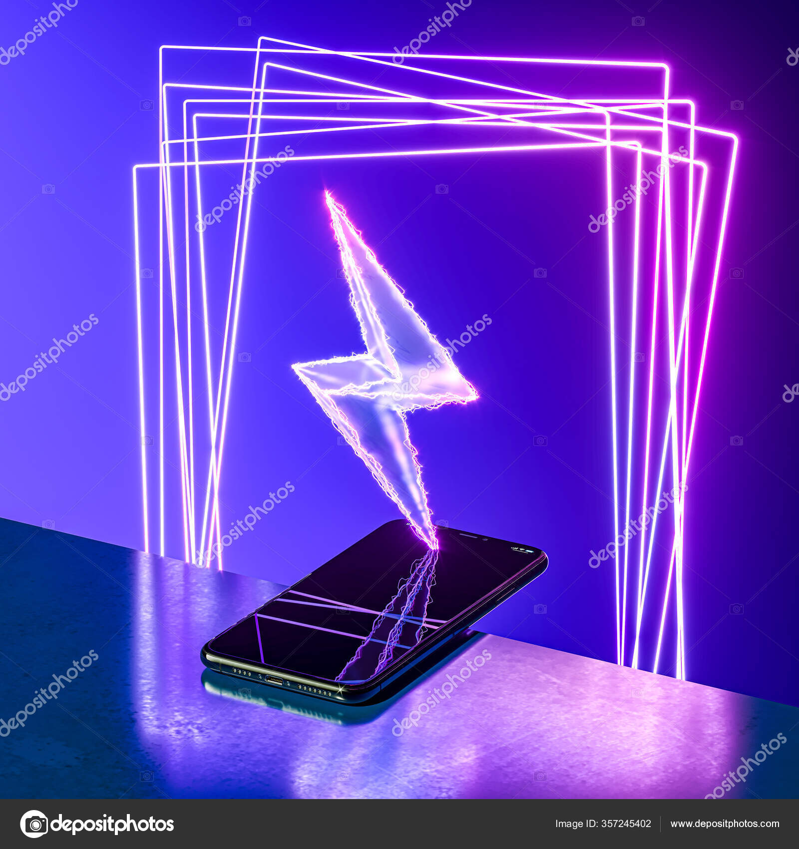 Download Mobile Phone With Blank Screen In Neon Frame And Lightning Device Illuminated By Pink Neon Light 3d Rendering Stock Photo By C Ekostsov 357245402