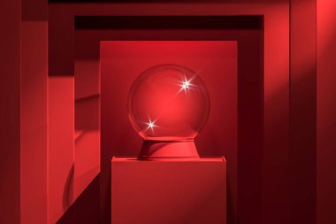 Red Geometric Foursquare Soyut Arkaplan ve Vitrin, 3D görüntüleme, Space Kopyala