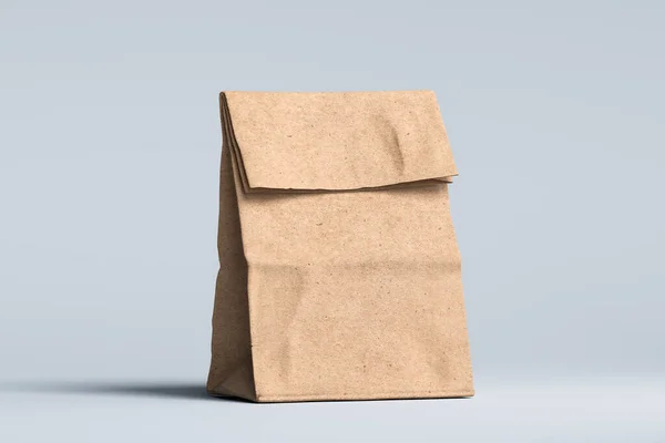 Üres táska újrahasznosítható kézműves papírból. Csomagolási sablon. Gúnyolódj! Küldemény. Másold a helyet. Üres tér. 3D-s renderelés — Stock Fotó