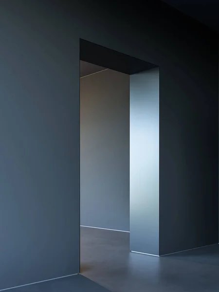 Entrada em elegante interior minimalista. Estilo estrito. Renderização 3d . — Fotografia de Stock