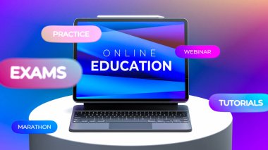 Online Eğitim Uygulamalı Dizüstü bilgisayar. Yazıtlar, Eğitim, Sınavlar, Giysi, Eğitim, Uygulama, Maraton. 3d Hazırlama