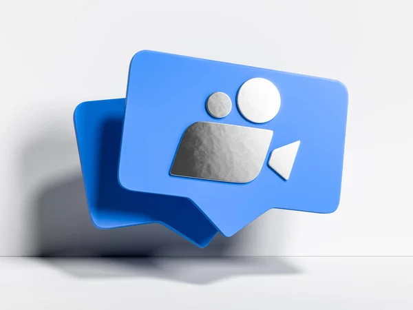Blue Movie Icon, proiettore cinematografico su sfondo bianco. App online per guardare serie TV e film. 3d Rendering — Foto Stock