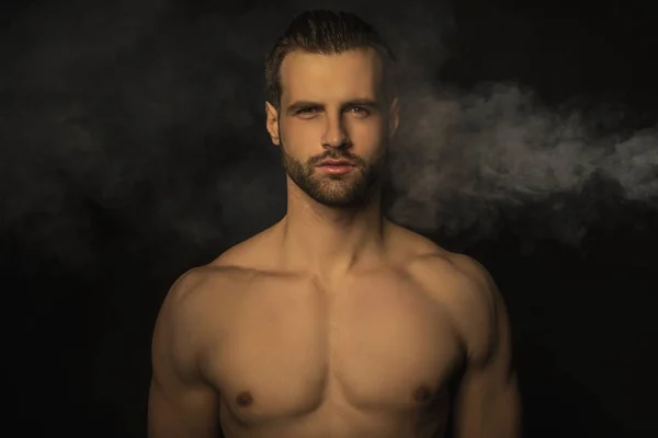 Knappe Sport Sexy Stripped Guy Portret Voor Cosmetica Fitness Geïsoleerde — Stockfoto