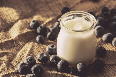 Sabah kahvaltısı yabanmersinli ev yapımı yoğurt.