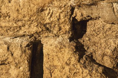 Retro vingae eski tuğla ve beton duvarın arka plan dokusu