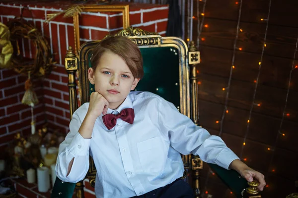 Portrait of cute young smiling boy, indoor. — Stock Photo, Image