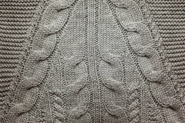Fundo de lã de malha, textura cinza abstrato — Fotografia de Stock