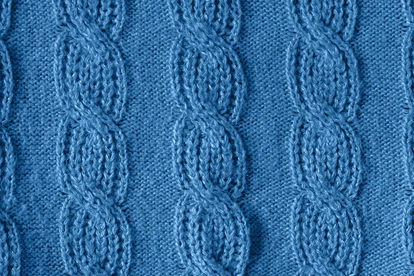 Blue knitted wool texture can use as background.Blue trend color — Stock Photo, Image