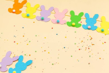 Banner Bunny Paskalya Çelengi. Tavşan çelengi bebek partisi. 1. Doğum günün kutlu olsun.