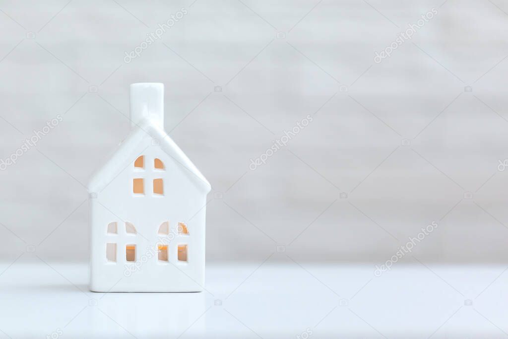 Whhite House with place for text on white background. Stay at home concept.