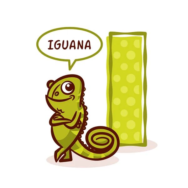 ABC ZOO Letra del alfabeto I Iguana — Vector de stock