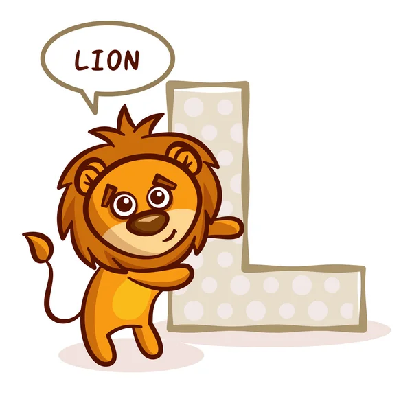 ABC ZOO Alphabet Lettre L Lion — Image vectorielle