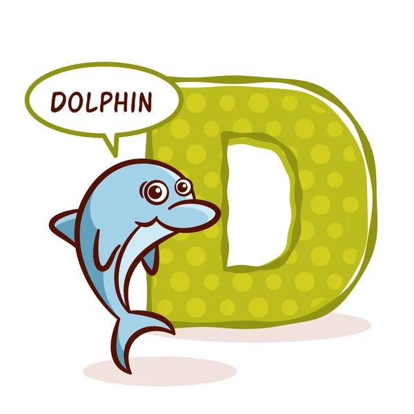 ABC Zoo alfabet bokstaven D Dolphin — Stock vektor