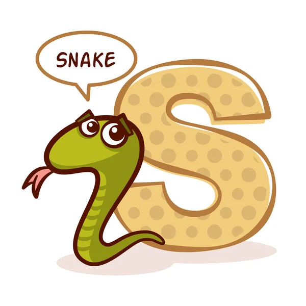 ABC ZOO Alphabet Letter S Snake — Stock Vector