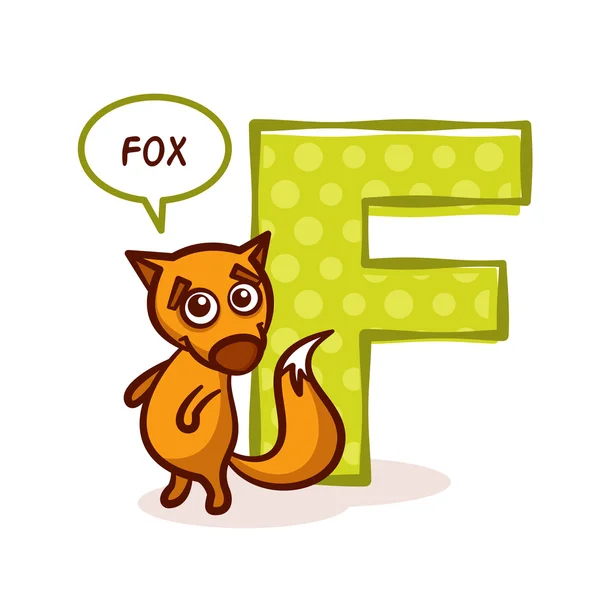 ABC Hayvanat Bahçesi Alfabe harf F Fox — Stok Vektör