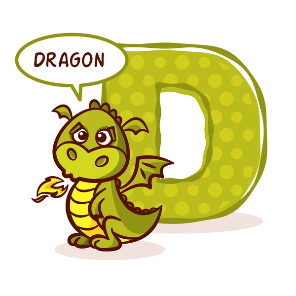 ABC ZOO Letra del alfabeto D Dragon — Vector de stock