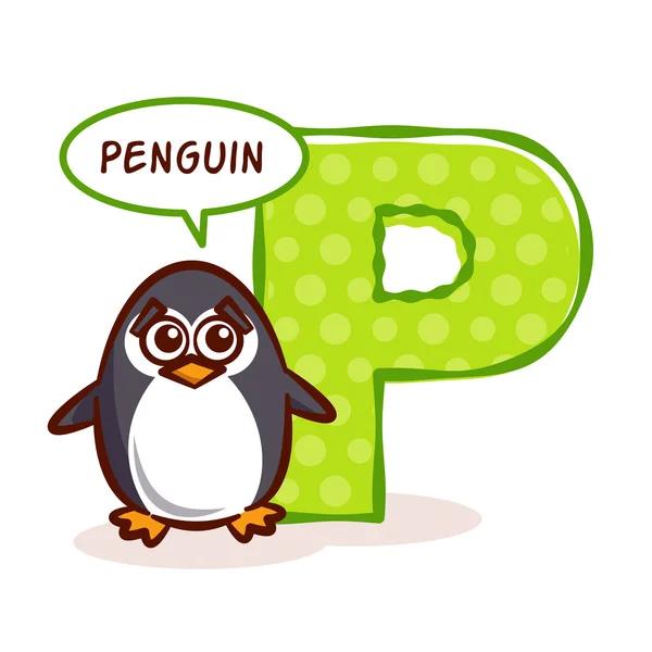 ABC Zoo alfabet bokstaven P pingvin — Stock vektor