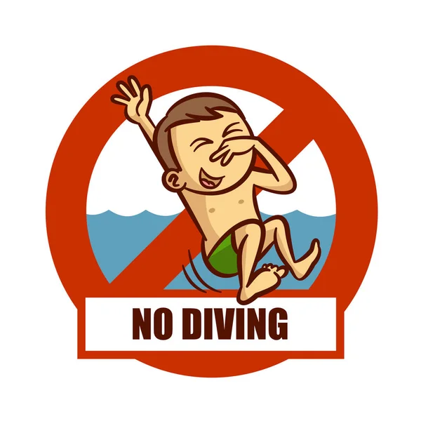 Signo de prohibición No hay pegatina de buceo — Vector de stock