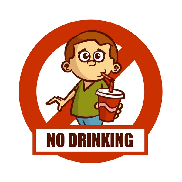 Signo de prohibición No beber etiqueta engomada — Vector de stock