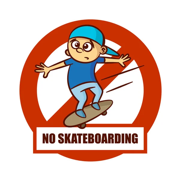 Signo de prohibición No hay etiqueta engomada de skate — Vector de stock