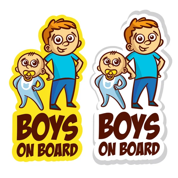 Boys on Board Sticker Set — Stock Vector