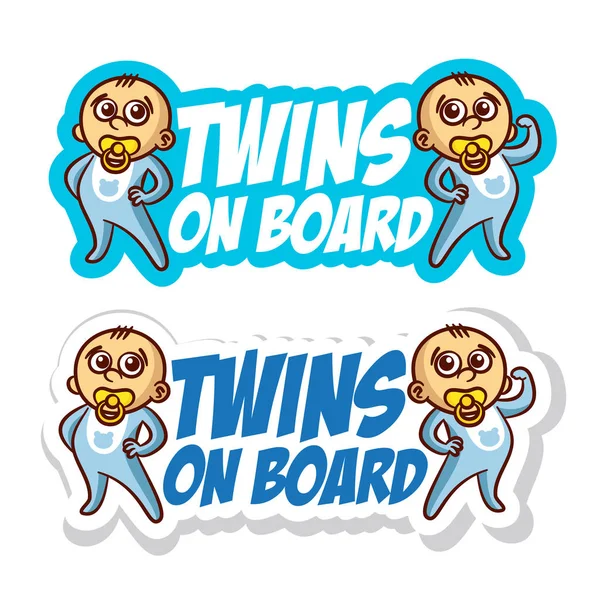 Tweeling baby op het Board Sticker Set — Stockvector