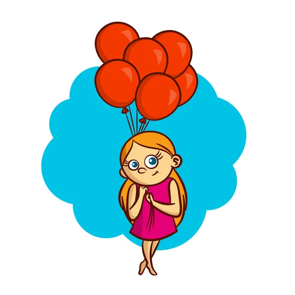 Menina com balões — Vetor de Stock