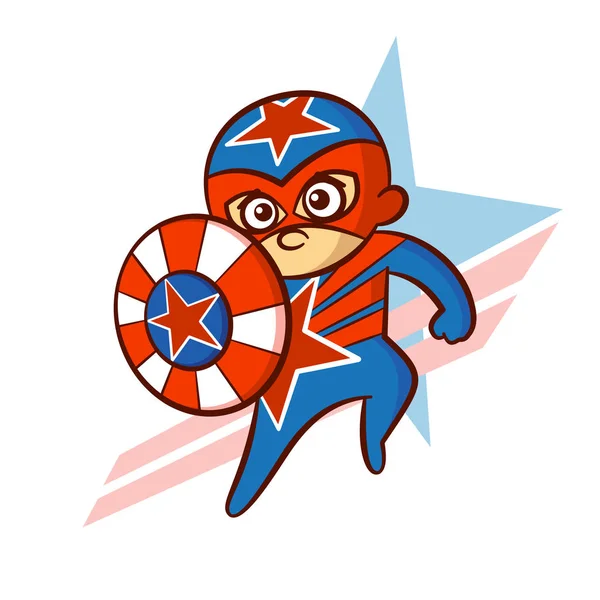 Superhero Red Star Boy Sticker — Stock Vector