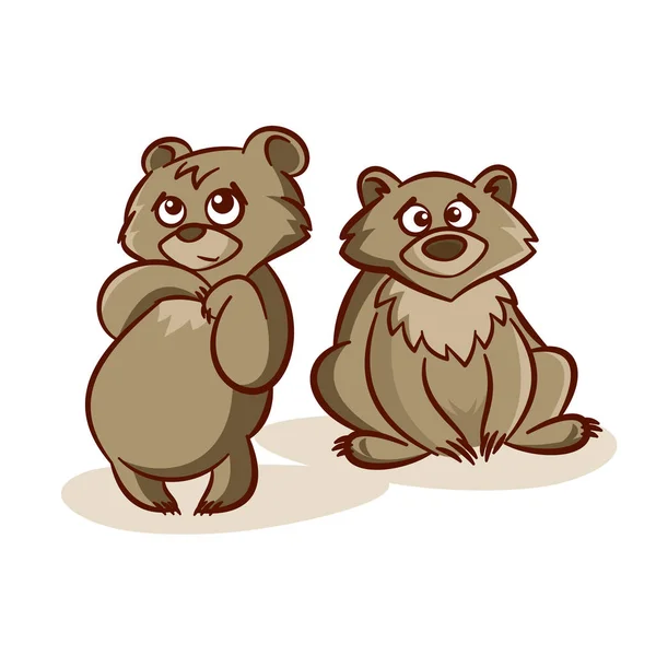 Cute Animals Two Bears — Stock Vector