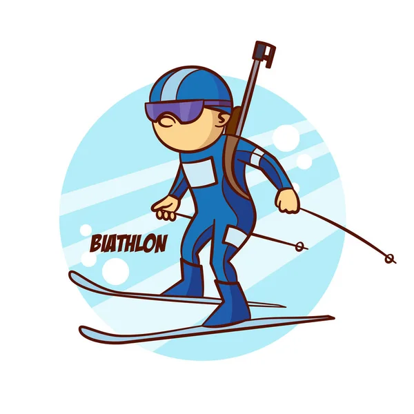 Desporto de Inverno Biathlon etiqueta — Vetor de Stock