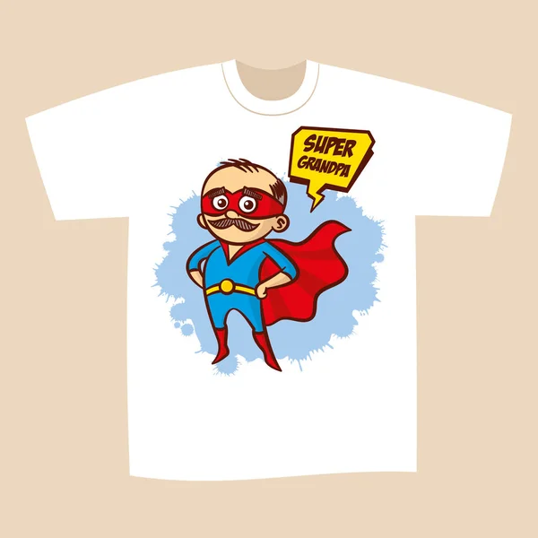 T-shirt Εκτύπωση σχεδιασμός Superhero παππούς — Διανυσματικό Αρχείο