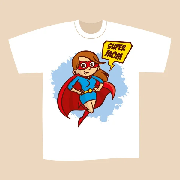 T-shirt impressão design super-herói mãe —  Vetores de Stock