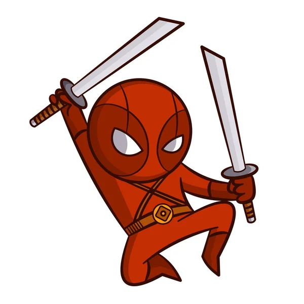 Superheld rood Ninja Sticker — Stockvector