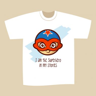 T-shirt beyaz baskı tasarımı süper kahraman