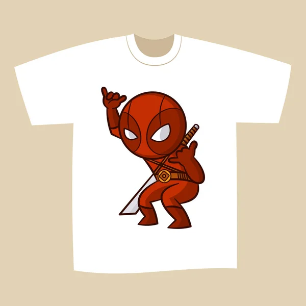 T-shirt Stampa Design Supereroe Ninja — Vettoriale Stock