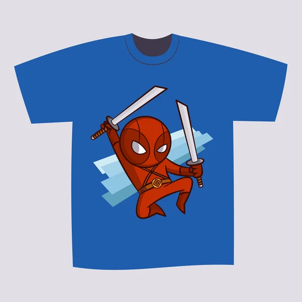 Camiseta Diseño de impresión Superhéroe Ninja — Archivo Imágenes Vectoriales